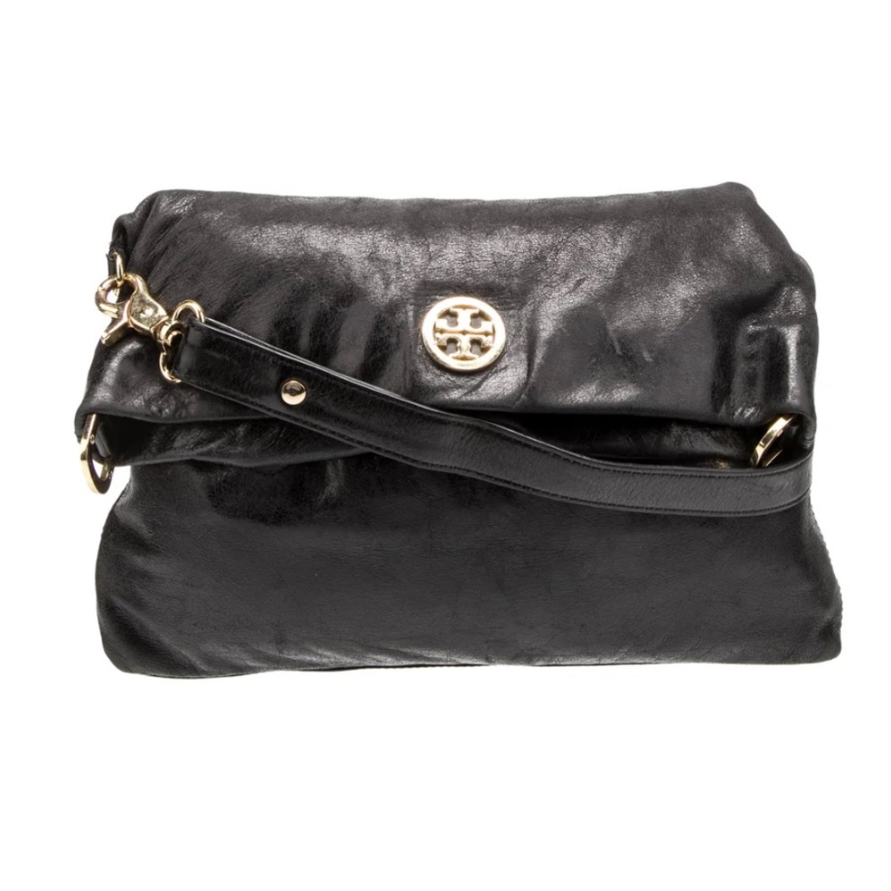 Tory Burch Dena messenger foldover black leather bag - Picture 3 of 14
